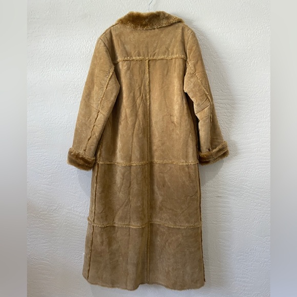 VTG Brandon Thomas 100% suede Leather Faux Fur Trench Coat  - Hippie size Large - Picture 13 of 16